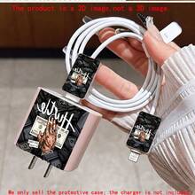 4pcs 2D Graphic Design Dollar, Gesture & Hustle Text Pattern Phone Charger Protector Set Pink Charger Protector + Cable Protector + Storage Rope (Protector Only, Charger Not Included), Suitable For IPhone 20W/18W Charger - Multicolor - View 3