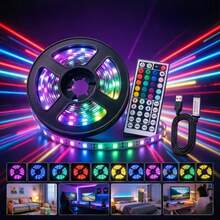 Lampu Strip LED USB 5V dengan Kontrol Jarak Jauh 44 Tombol (Baterai Tidak Termasuk) Lampu Strip LED Warna-warni Kontrol Inframerah 44 Tombol Cahaya Sekitar, 1/2/3/5/10/15/20/30/40cm - RGB - View 14