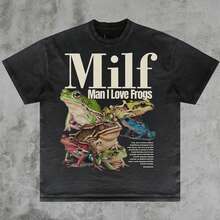 Camiseta de hombre, me encantan las ranas, camiseta con meme de rana, camiseta unisex de estilo vintage, camiseta unisex ofensiva, regalo divertido e inapropiado, camisetas para la generació - Negro - Ver 1