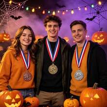 1pc Simple Classic Halloween Pattern Medal, 3D Embossed Zinc Alloy Medal, Halloween Challenge Game, Event Completion Commemorative, Halloween Holiday Gift, Holiday Competition Reward - Silver - View 4
