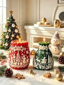 Christmas Lucky Bag Aromatherapy Candle Silicone Mold DIY Christmas Gift Bag Aromatherapy Plaster Decoration Ornament, Homemade Aromatherapy Candle Plaster Home Decor DIY Handmade Mold - Christmas Lucky Bag Scented Candle Silicone Mold - View 1