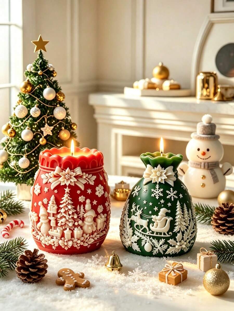 Christmas Lucky Bag Aromatherapy Candle Silicone Mold DIY Christmas Gift Bag Aromatherapy Plaster Decoration Ornament, Homemade Aromatherapy Candle Plaster Home Decor DIY Handmade Mold - Christmas Lucky Bag Scented Candle Silicone Mold - View 1