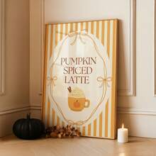 1pc Frameless Pumpkin Spice Latte Fall Wall Art Poster Dorm Gift - Multi-color - View 1