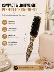 Leopard Print Edge Control Hair Brush, Women's, Smooth Back Combing Hair Brush, For Flyaways, Hairline Styling Brush, Suitable For Smooth Ponytail, Bun And Updo, Pointed Tail Handle For Easy Parting, Travel Hair Styling Accessory - 1pc - View 7