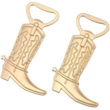 3-15pcs Metal Boot Shaped Bottle Opener Creative Bar Tool, Western Theme Party Gift Set, Wedding Guest Favor & Decoration, Holiday Gift, Birthday Party Gift, Kitchen & Bar Accessories - Gold - View 3