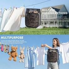 1pc Outdoor Mesh Laundry Bag, Large Opening Zipper Hanging Storage Bag, Large Capacity Laundry Organizer Bag With Hook, Portable Clothes Clip Mesh Bag, Multi-Functional Home & Outdoor Hanging Storage Organizer - Multicolor - View 5