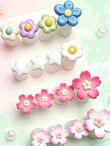 ART LALIC 8Pcs Silicone Toe Separators Cute Colorful Flower Design Foot Finger Divider Form For Manicure Pedicure Care Accessories - Multicolor - View 2