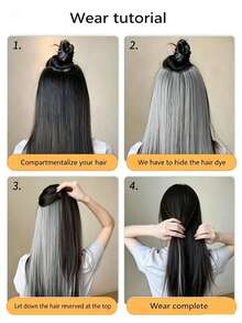 3pcs Women's Synthetic Long Straight Rainbow Hair Extensions, Halloween Dual-Tone Highlight Invisible Hair Pieces, Clip-In Hair Extensions, Ear-Hanging Hair Pieces, Highlight Hair Extensions, One-Piece Dopamine Colorful Gradient Hair Extensions, Seamless Volume Hair Extensions - Multicolor - View 6