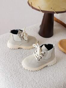 1 Pasang Sepatu Bot Sol Lembut Model Baru untuk Anak Laki-laki, Nyaman dan Modis - Krem - View 2