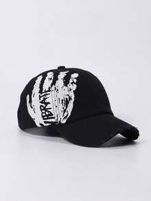 1pc Unisex Graffiti Print Baseball Cap, Distressed Curved Brim Dad Hat, Lightweight Breathable Adjustable Streetwear Style, Suitable For Summer Outdoor And Daily Wear - A - View 12