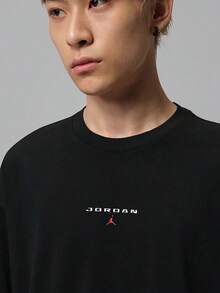 Jordan Men's AS FLT ES 96 OS PCH SS CRW Short Sleeve T-Shirt Knit Collarless Short TIO0035-010 - Black - View 3