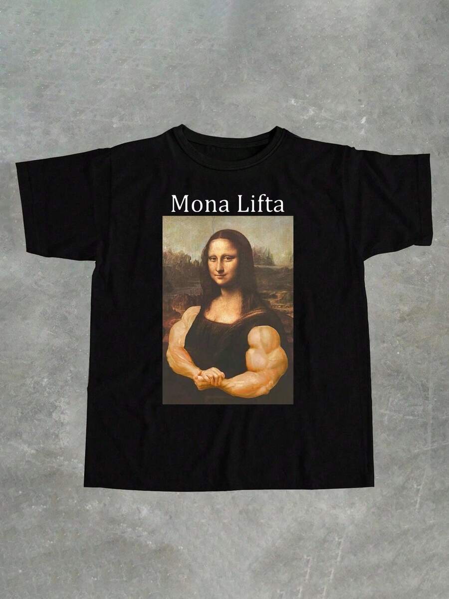 ChristmasManfinity Men's Standard T-Shirt With Funny Mona Lisa Design. Hot Item. - 黑色 - 查看 1