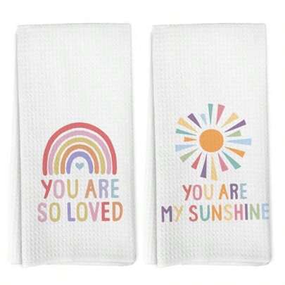 Hand Towels Set Of 2, Boho Sunshine Rainbow Hand Towels For Bathroom Decor, You Are My Sunshine Gifts Dishcloths Dish Towel For Kitchen 16x24 Inches