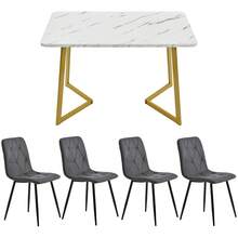 Modern Dining Table Set Grey With 4 Chairs - MDF Table - Grey - View 5