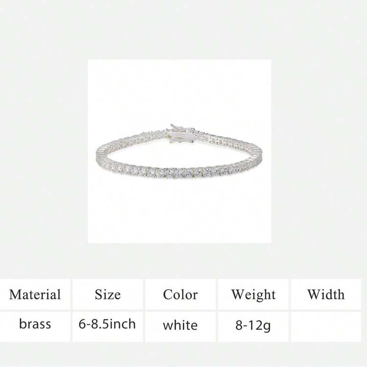 MDFUN Women's 18K Silver Plated 3mm Round Cubic Zirconia Tennis Bracelet, Suitable For Party, Wedding And Daily Occasions - Silver - View 12
