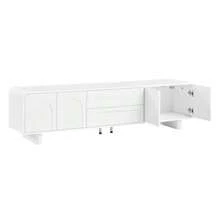 TV Stand, Modern Low TV Cabinet With Rounded Edges, Living Room TV Table, Cabinet With Doors And Drawers, Minimalist Design, Sideboard With Storage - White - View 4
