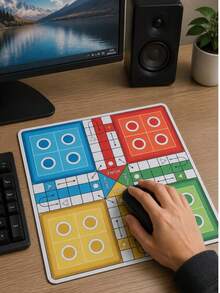LUDO Classic Board Game 2-4 Player Game Set, Can Be Used As Mouse Pad Holiday Party Game, Interactive Board Game, Suitable For Family Christmas, Halloween Game Night, Classic LUDO Suitable For Christmas, Party Occasions, Travel Set, Back To School Game, Campus Game, Party Game, Portable Competitive Board Game Set, Includes Board, Dice And Pawns - Multicolor - View 5
