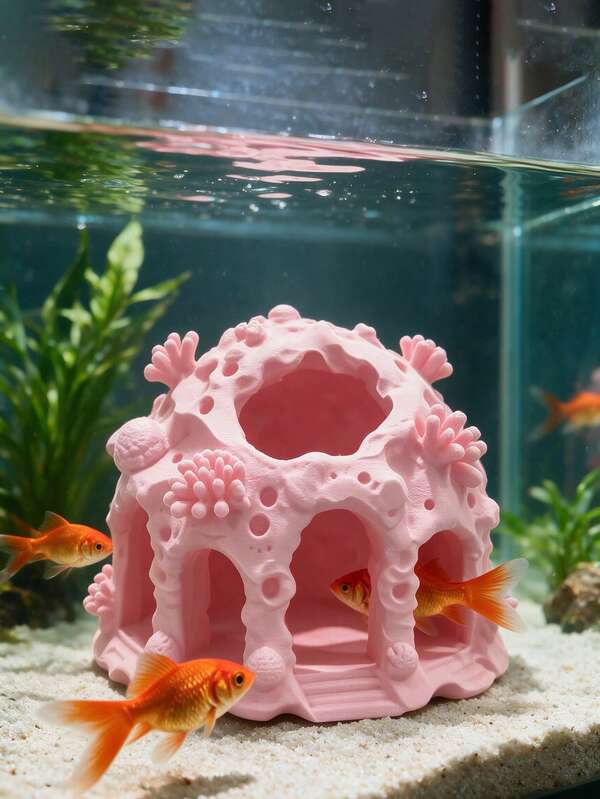 3D Printed Coral Hut Fish & Shrimp Hiding Cave, Aquarium Decoration Shelter, Fish Tank Ornament, Aquarium Landscape Decor, Suitable For Betta, Guppy, Tropical Fish And Shrimp, Provides Hiding And Breeding Space