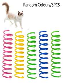 4pcs Multi-Color Cat Spring Toys, Interactive Bouncing Spring Rings, Colorful Plastic Spring Play Accessories, Suitable For Indoor Cats And Kittens, Encourage Exercise, Relieve Boredom, Random Colors, Ideal Pet Birthday Holiday Gift - Multicolor - View 11