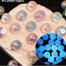 20pcs 12/16mm Acrylic Beads Shooting Star Glowing Round Beads For DIY Jewelry Making, Suitable For Phone Straps, Beaded Pens, Keychain Accessories - Multicolor - View 6