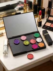 Palet Makeup Magnetik KOSONG dengan Cermin (Periksa Ukuran Sebelum Membeli), Organizer Kosmetik Perjalanan DIY untuk Eyeshadow & Bedak (Stiker Logam Diperlukan untuk Wadah Non-Magnetik) - MultiWarna - View 3