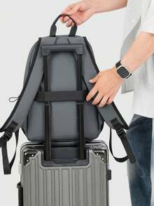 Minimalist Versatile Commuter Backpack With Smooth Zipper, Reinforced Stitching, Ergonomic Breathable Shoulder Straps, Multi-Compartment Design, Large Capacity Storage For Daily Travel - Multicolor - View 3