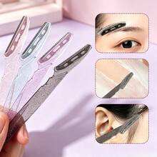 8pcs Mini Manual Crystal Handle Safety Net Anti-Scratch Makeup Eyebrow Trimmer, Portable Eyebrow Shaver And Hair Removal Razor, Face Razor, Wax Hair Removal, Shaver For Women - Multicolor - View 5