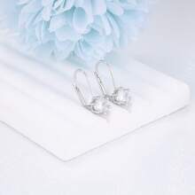 S925 Sterling Silver Women's Earrings, Exquisite Minimalist Lobster Claw Earrings, Inlaid With Sparkling 3D Cubic Zirconia, Fashionable Classic, Suitable For Daily Wear, Beautiful Women's Jewelry Gift, Anti-Oxidation Packaging - Silver - View 7