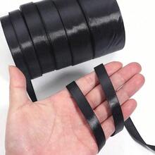 1 Roll Of Polyester Ribbon, Black Ribbon Ribbon, Gift Box Decoration Ribbon, Bow DIY, Floral Decoration, Rose Material, Wedding And Party Decoration, Suitable For Holiday Parties, Birthday Parties, Gift Packaging, Handicrafts, Wedding Dec, Christmas - 1pc Black - View 5