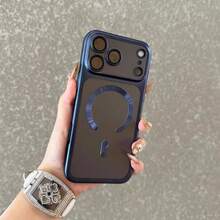 Luxury Matte Translucent Magnetic Phone Case Compatible With IPhone 18 Pro Max 17 16 15 14 13 12 Wireless Charging Protect Cover - Blue - View 5