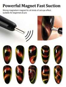 Beautizon Nailartlab 6pcs Rotating Cat Eye Nail Magnets, 3D Strong Magnetic Cat Eye Nail Art Tools, Multi-Functional Cat Eye Nail Magnet Set, Cat Eye Nail Polish Gel Design Nail Art Tools - Multicolor - View 5