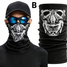 1pc Skull Print Ice Silk Sun Protection Face Mask, Windproof Breathable Magic Bandana, Cycling Motorcycle Outdoor Sports Face Cover, 5 Colors Available - Multicolor - View 6