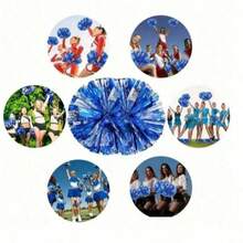 2pcs Cheerleading Handheld Pom Poms With Ribbons, Dance Performance Props, Square Dance Game Props, Suitable For Football, Basketball, Rugby And Sports Performances, Team Sports, Dance And Cheerleading Performance Props - Multicolor - View 7