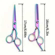 4pcs/Set Professional Hair Cutting Scissors Set - 4pcs Colorful Hair Clips + Professional Hair Shears Set, Salon Use Hairdressing Scissors, Flat Shears For Bangs, Thinning Scissors For Textured Hair, Multi-Functional Hair Styling Crocodile Clips For Hairstylists - Multicolor - View 3