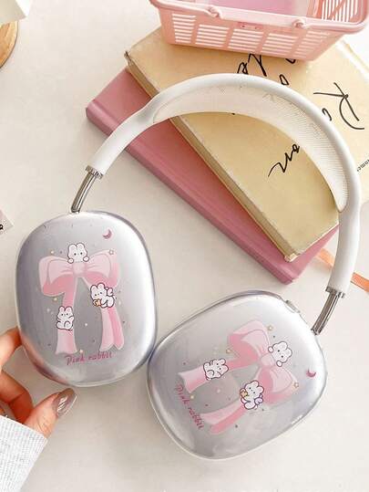 1pc Apple Earphone Protective Case Bow Rabbit Apple Max Headphone Shell Transparent Soft Shell