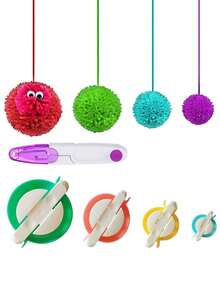 5/1pc Pom‑Pom Maker Set,Plush Toy Ball Make, Knitting Tool Set, DIY Handmade Woolen Ball Knitting Needle Craft, Including Thread Scissors And Scissors,Weaving Tools, DIY Crafts, Hat And Scarf Decorations, Pendant Makers - Multicolor - View 9