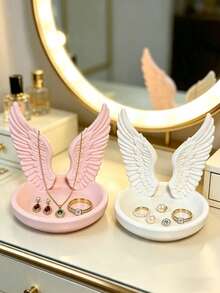 1/2pcs Angel Wing Jewelry Tray, Minimalist Luxury Angel Wing Storage Dish, Healing Home Decor - Multicolor - View 8