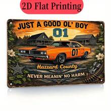 2D Plane, 2D Plane - 1pc, 8x12 Inch/20x30 Cm 2D Plane Rectangular Metal Sign, Decorated With Vintage Plaque Related To "Hazard County". This Car Decor Sign Is Perfect For Enhancing The Decor Atmosphere Of Living Room, Bedroom, Garage, Bar, Restaurant, 2D Plane - View 1