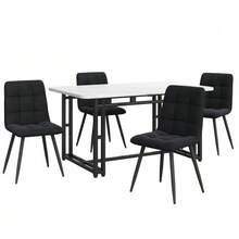 طاولة طعام سوداء 140x80 سم مع 4 كراسي، مجموعة طاولة طعام مطبخ حديثة، كراسي طعام من المخمل الأسود، طاولة بأرجل حديدية سوداء - الأسود - مشاهدة 2