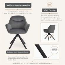 Goeurvant Nordic Rocking Dining Chair 360°Swivel Leisure Chair Ergonomic Active Sitting With Front-And-Back Rocking Function For Parties After-Dinner Relaxation&Reading Corner-Dark Grey Velvet - Dark Gray Velvet - View 5
