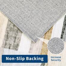 Modern Home Decor Patchwork Living Room Area Rug Stain Resistant Non Slip Hallway Runner Rug Printed Thin Low Pile Mat Throw Rug Washable Bordered Carpet Easy To Clean Soft Non Shedding Floorcover For Dinning Room Kitchen Laundry Bathroom Bedroom - 卡其色 - 查看 9