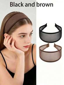 2/1pc Extra Wide Mesh Headband, Lightweight And Breathable, Cool Summer Hair Accessory, Effectively Covers Hairline, Suitable For Home Skincare, Essential Fashion Item For Daily Outings, Beach Vacation And Travel - Multicolor - View 9
