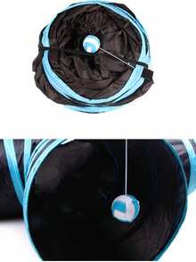 1 Peça Túnel de Gato Premium de 4 Vias, Design Extra Longo, Brinquedo Dobrável Grande. Túnel Espaçoso para Animais de Estimação, Adequado para Coelhos, Gatinhos e Gatos Adultos. - Multicolorido - Visão 5