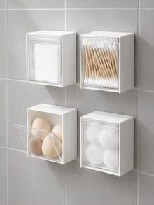 1/2/4pcs Wall-Mounted Storage Boxes - Cosmetic Organizer,Jewelry Box, Plastic Storage Rack, For Organizing And Storing Floss, Hair Ties, Hair Clips, Powder Puffs And Other Items. Suitable For Home, Dorm, Room Decor, Also As Christmas Or Holiday Gifts - Multicolor - View 6