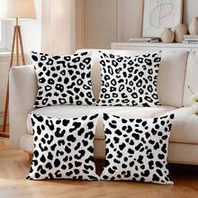 4pcs White Leopard Print Pillow Covers, Single-Sided Printed Pillow Covers, Suitable For Living Room, Bedroom, Home Decor, All-Season Pillow Covers - Multicolor - View 7