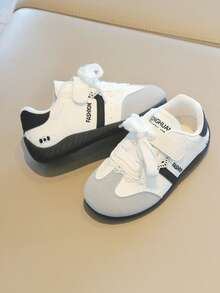 Girls' Sweet Lace-Up Hook & Loop Soft Sole Sneakers, Easy On/Off Kindergarten Shoes - Black - View 6