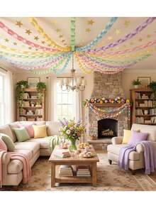 300/100pcs Colorful Glossy Paper Chain DIY Craft Materials, Suitable For Back To School, Birthday, Wedding, Baby Shower Party Ribbons, Classroom Crafts, Origami Stars And Gift Wrapping, Easy To Use Decorative Strips, 1 Roll Of Tape - View 4