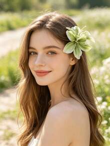 1pc Handmade Petal Fashion High-End Hair Clip - 66253 Green - View 4