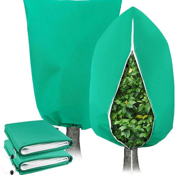 Winter Thickened Protective Cover, Breathable Plant Winter Frost Protection Cover With Visible Zipper Closure And Drawstring Design, Garden Small Tree Potted Plant Shrub Windproof Cold-Proof Warm Cover