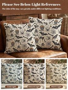1/2pcs Halloween Ghost Print Pillowcase (No Filling), Cushion Cover, Single-Sided Print, Breathable And Anti-Pilling, Comfortable And Cozy, Machine Washable, Halloween Decoration, Room Decor, Sofa Decor, Autumn Home Decor, Halloween Gift - Multicolor - View 9